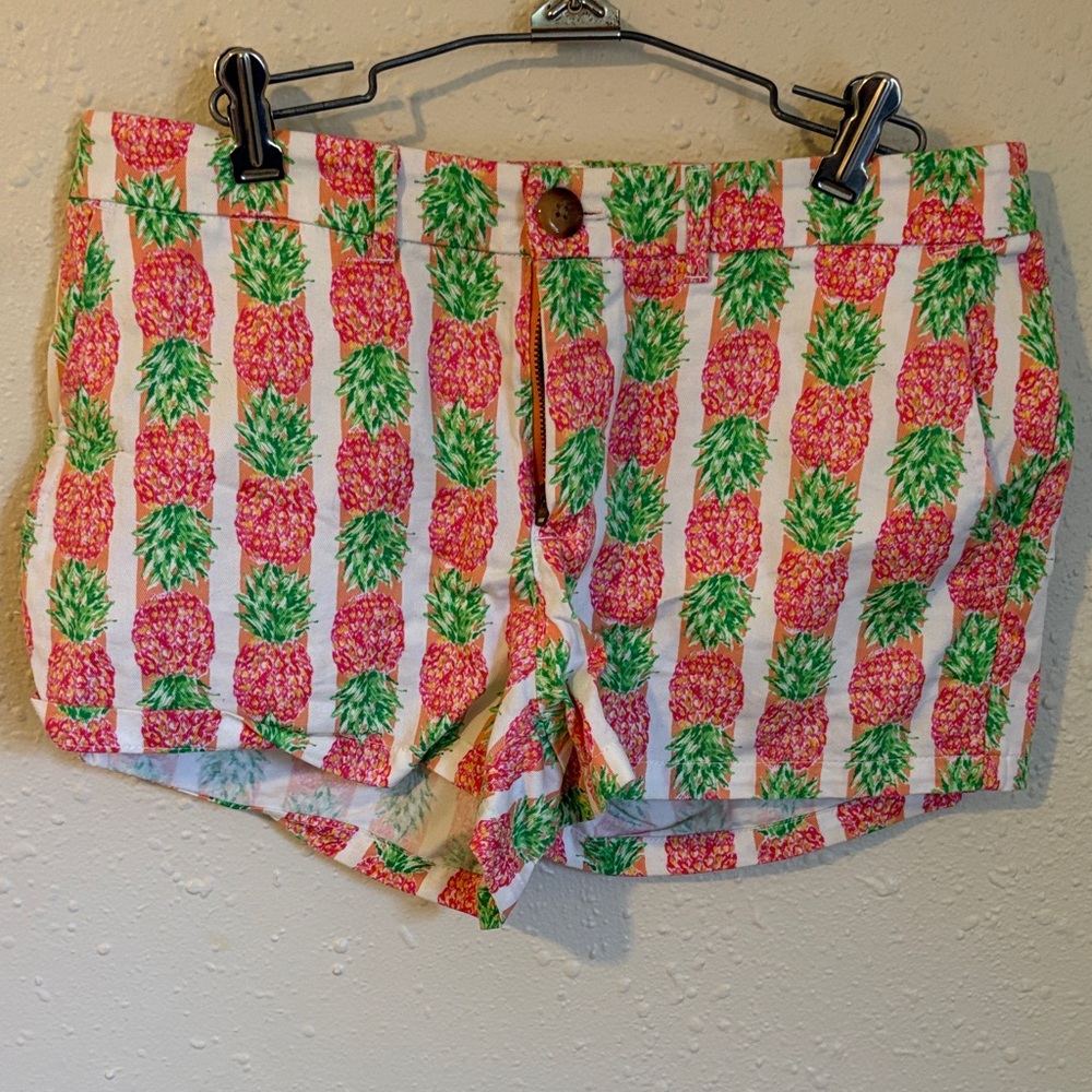 Chubbies Women’s Pineapple Print Casual Shorts - White with Pink & Green